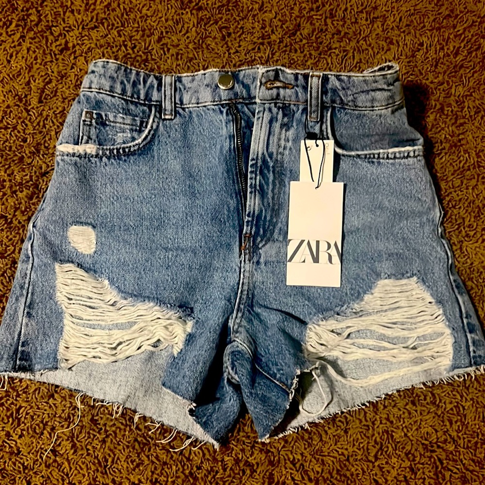 Zara High Rise Denim Shorts
